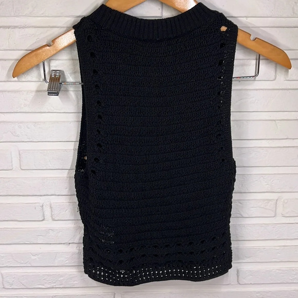 Express Black Cropped Crochet Sleeveless Sweater, Women’s Size Extra Small - Picture 4 of 7